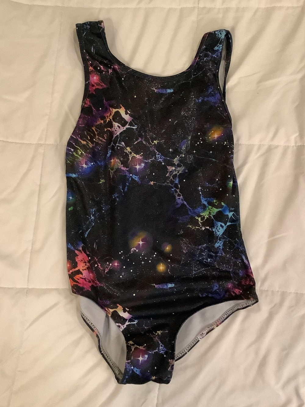 Kids Galaxy Print One-Piece Gymnastics Leo- Black Multicolor